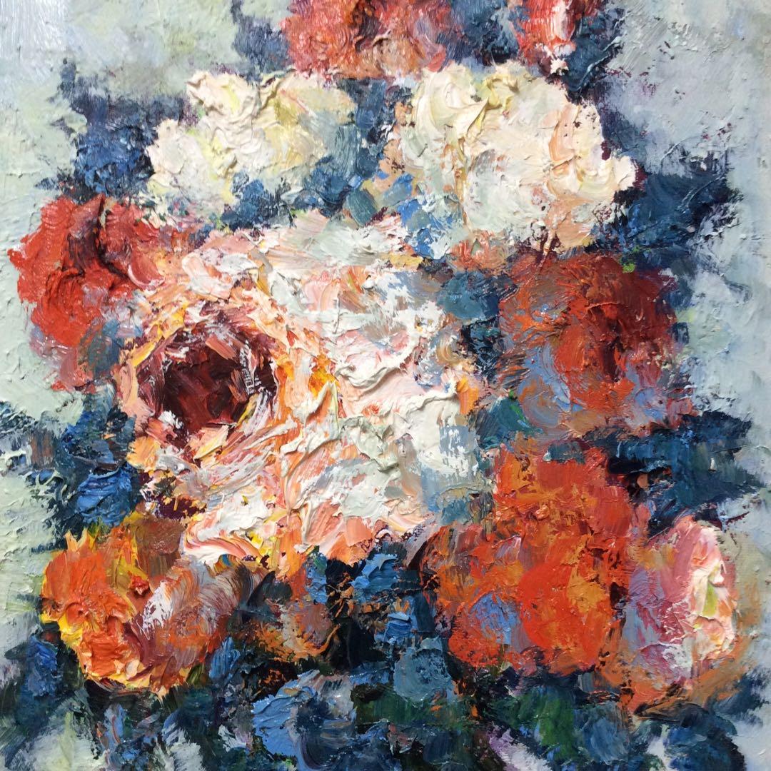 絵画・油絵・額付・渡部ひでき・薔薇・静物画・油彩画・美術品・インテリア