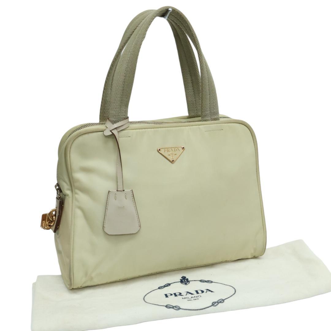 良品 PRADA プラダ ハンドバッグ 三角ロゴ 白タグ ナイロン 正規品