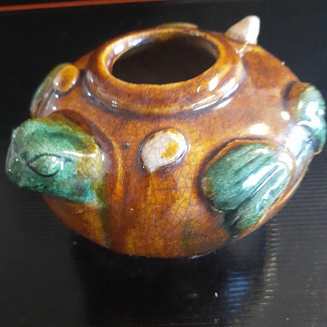 唐三彩蛙形水滴、水盂、水差　書道用