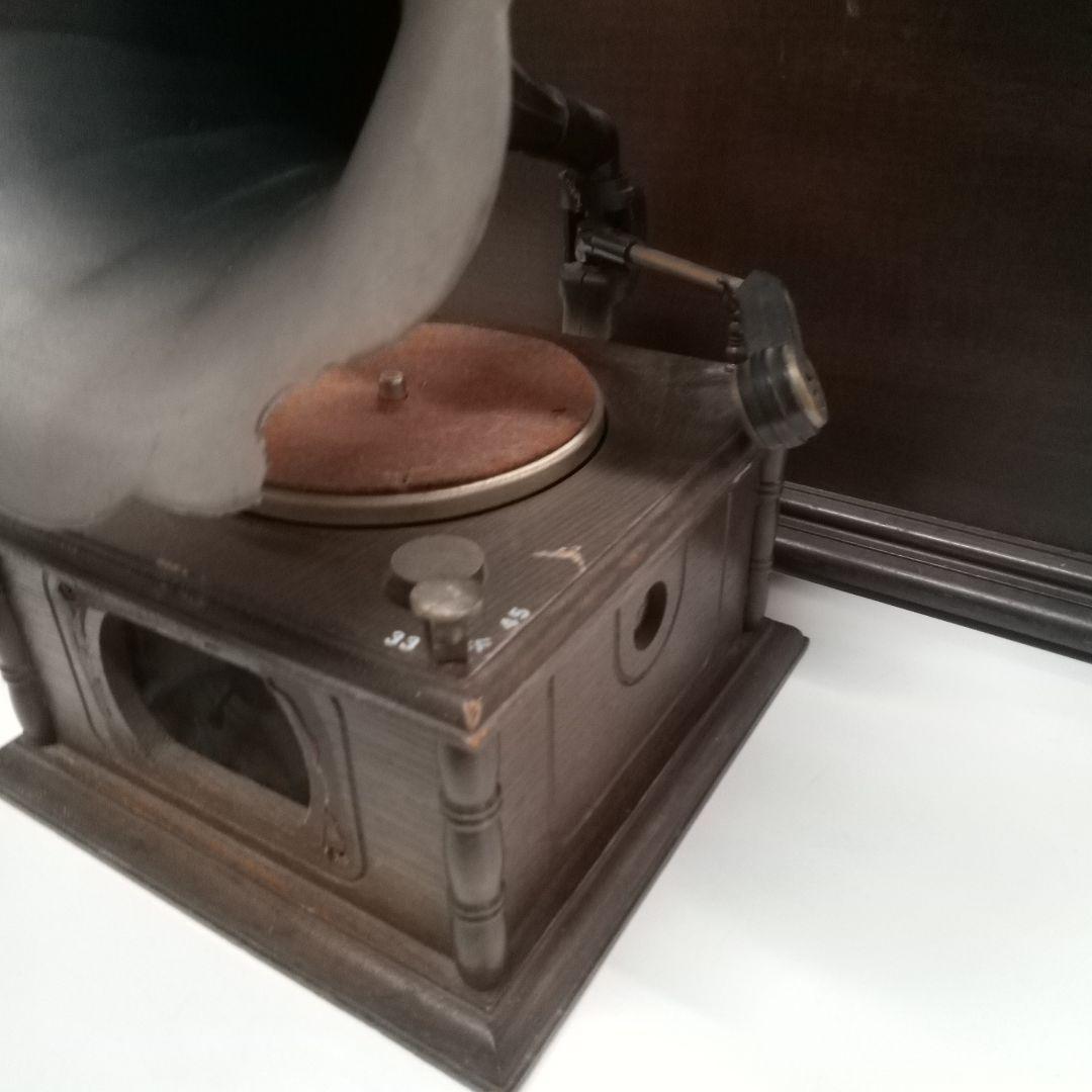 ヴィンテージ木製 蓄音機 フラワーホーンデザイン