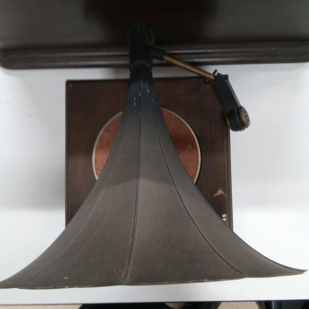 ヴィンテージ木製 蓄音機 フラワーホーンデザイン