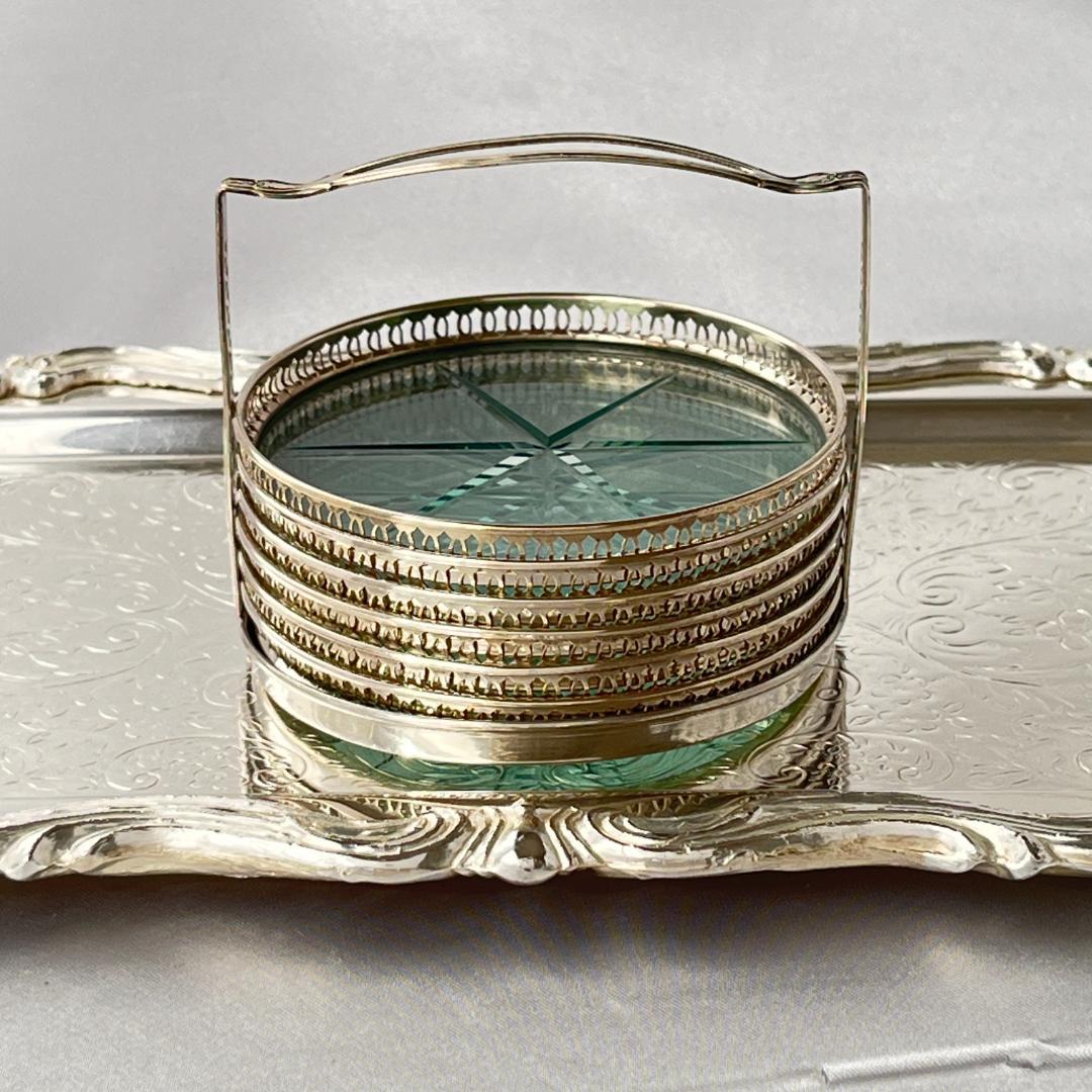 【純銀/ガラス】ワイングラスコースター 6枚 スターリングシルバー