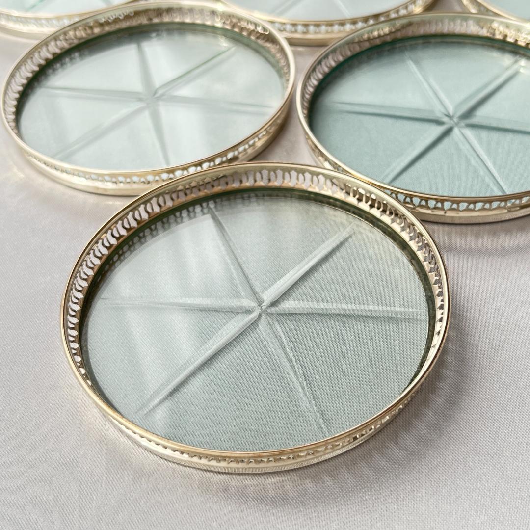 【純銀/ガラス】ワイングラスコースター 6枚 スターリングシルバー
