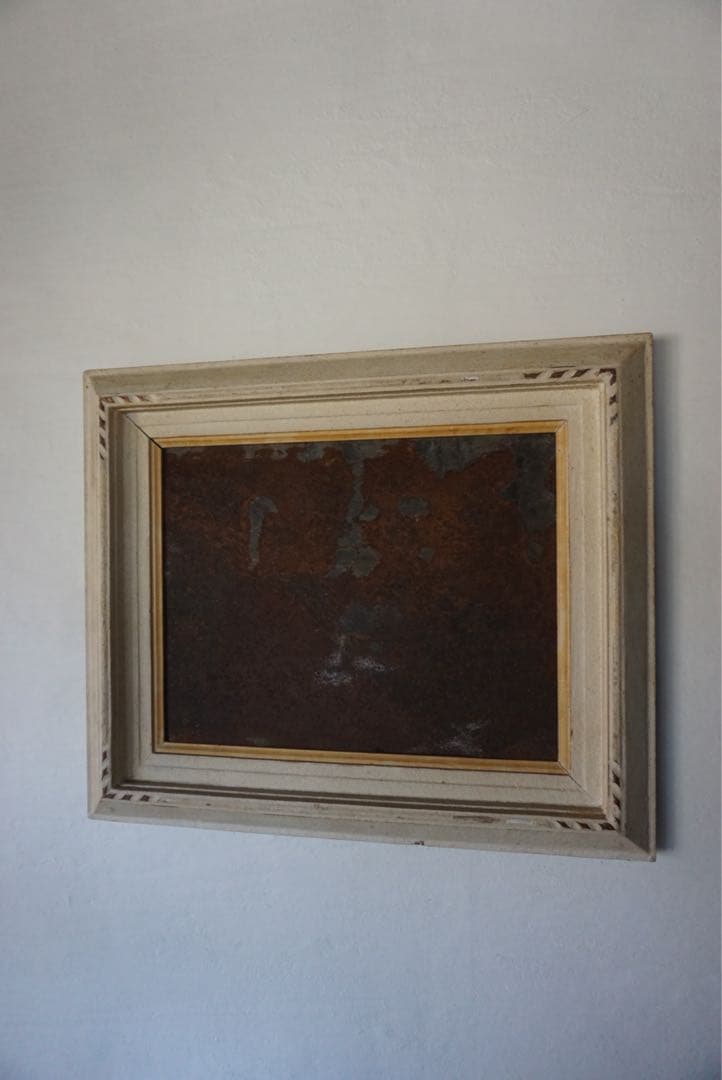 大きなアンティークフレームのブリキサインボード　看板　店舗什器　額縁　古道具