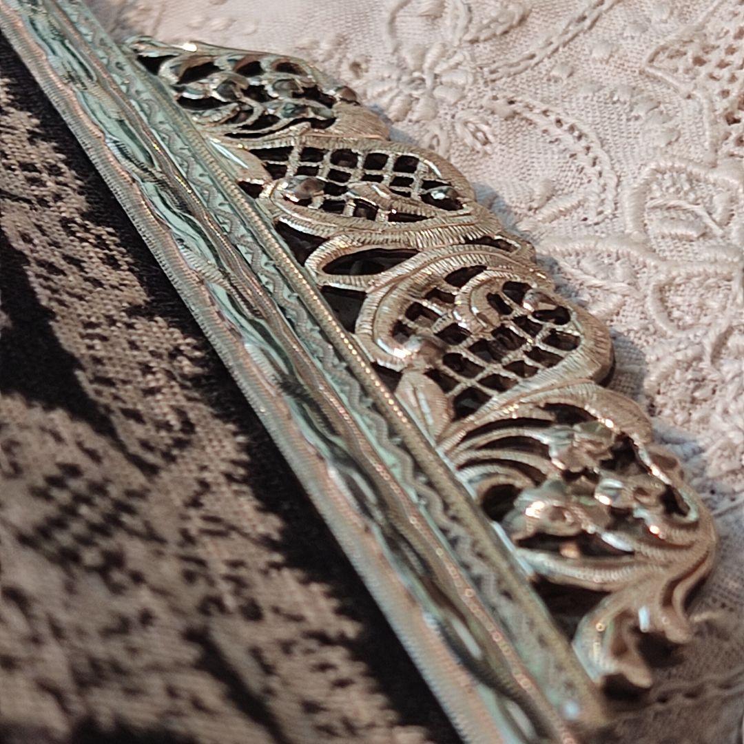 プチポワン　刺繍　ゴブラン　バック　ポーチ　アンティーク　ニードルポイント