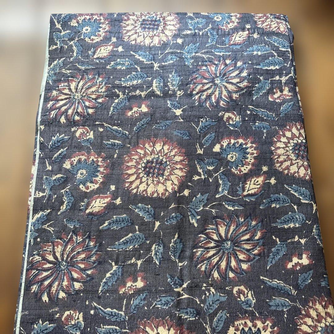 インド更紗　シルク織物　名古屋帯