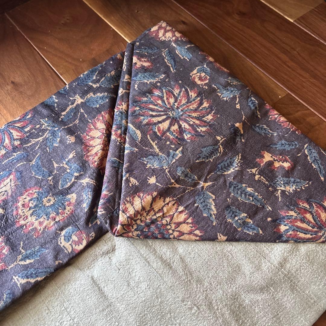 インド更紗　シルク織物　名古屋帯