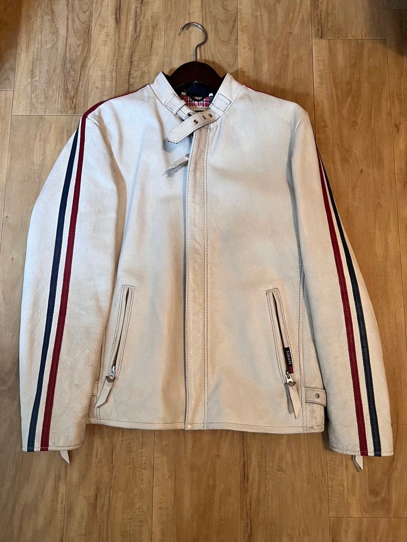 ショット　ホワイト シングルライダースジャケット　クラシックレーサー