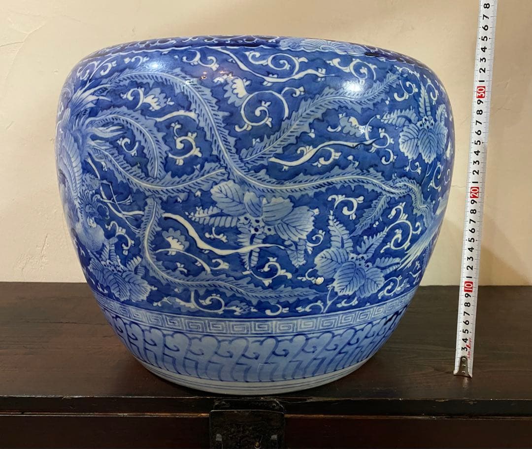 手描き火鉢　鳳凰図柄　美品