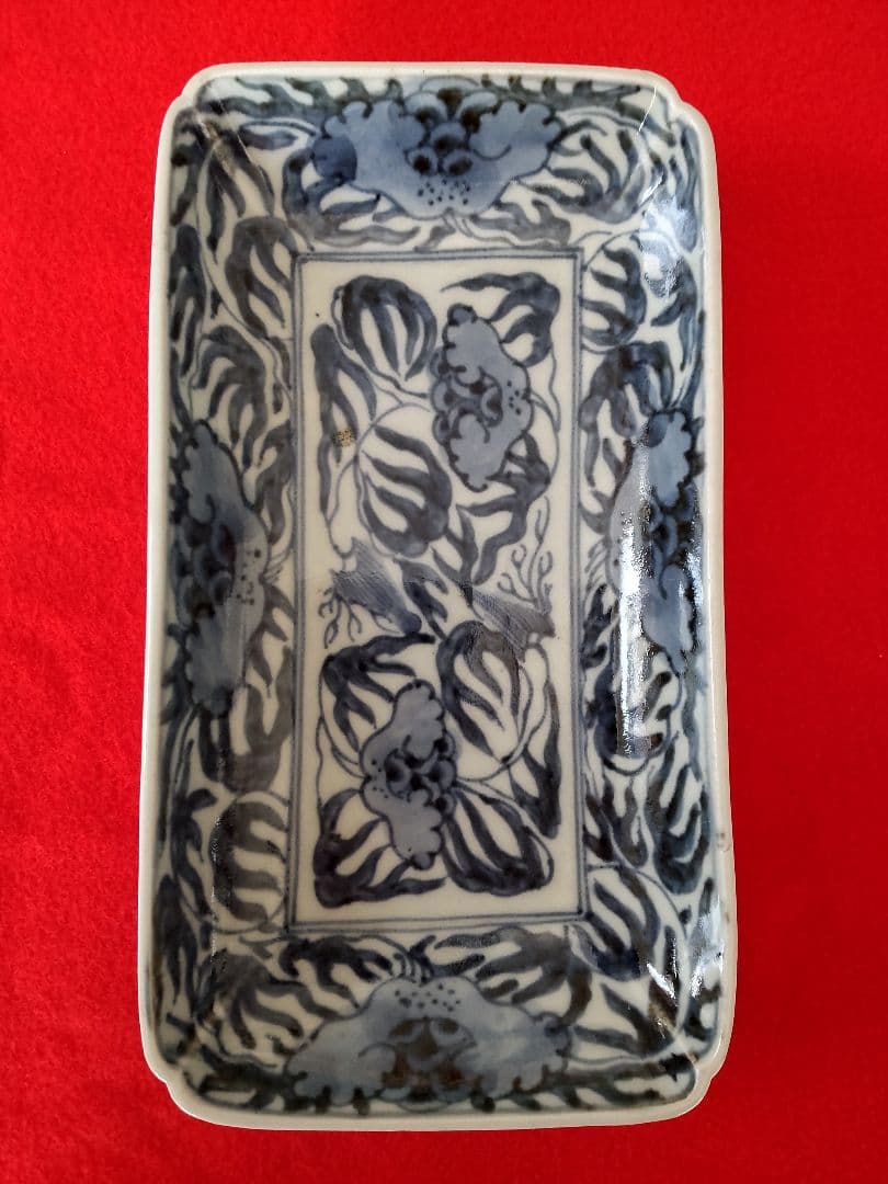 古伊万里染め付け角長皿一客