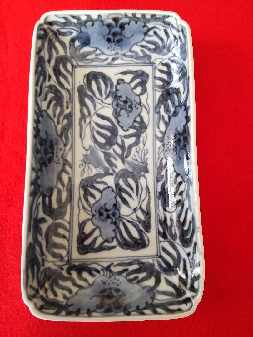 古伊万里染め付け角長皿一客