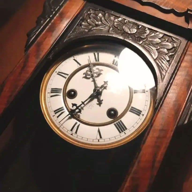 柱時計（OH済）ユンハンス　黒柿　アンティーク　琺瑯文字盤　精工舎　ゼンマイ