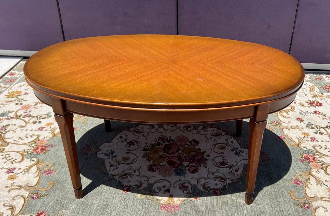 楕円形ブラウン木製テーブル人気アンティーク コスガ家具センターテーブル