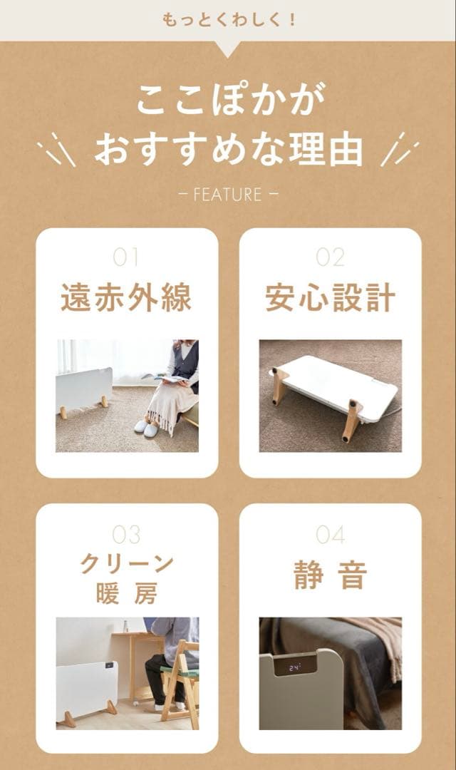 moku. コンベクターヒーター ここぽか MCH1202W(1200W)