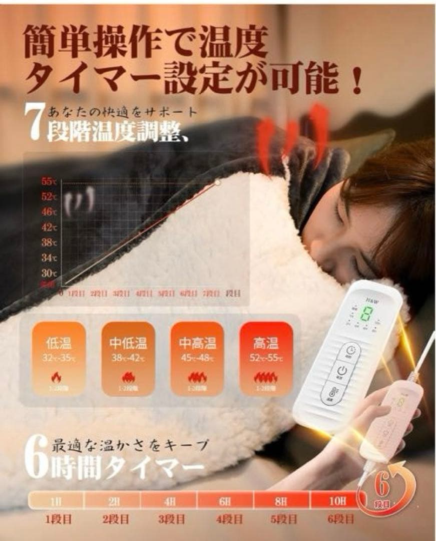 腕出し電気毛布 180x130cm H&Wだら活毛布 電気ブランケット
