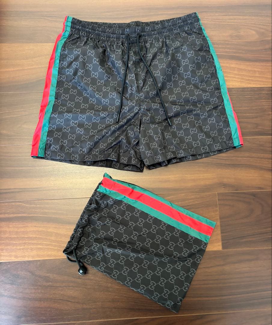 【GUCCI】ストレートレッグ ストライプスイムウエア （サイズ46）