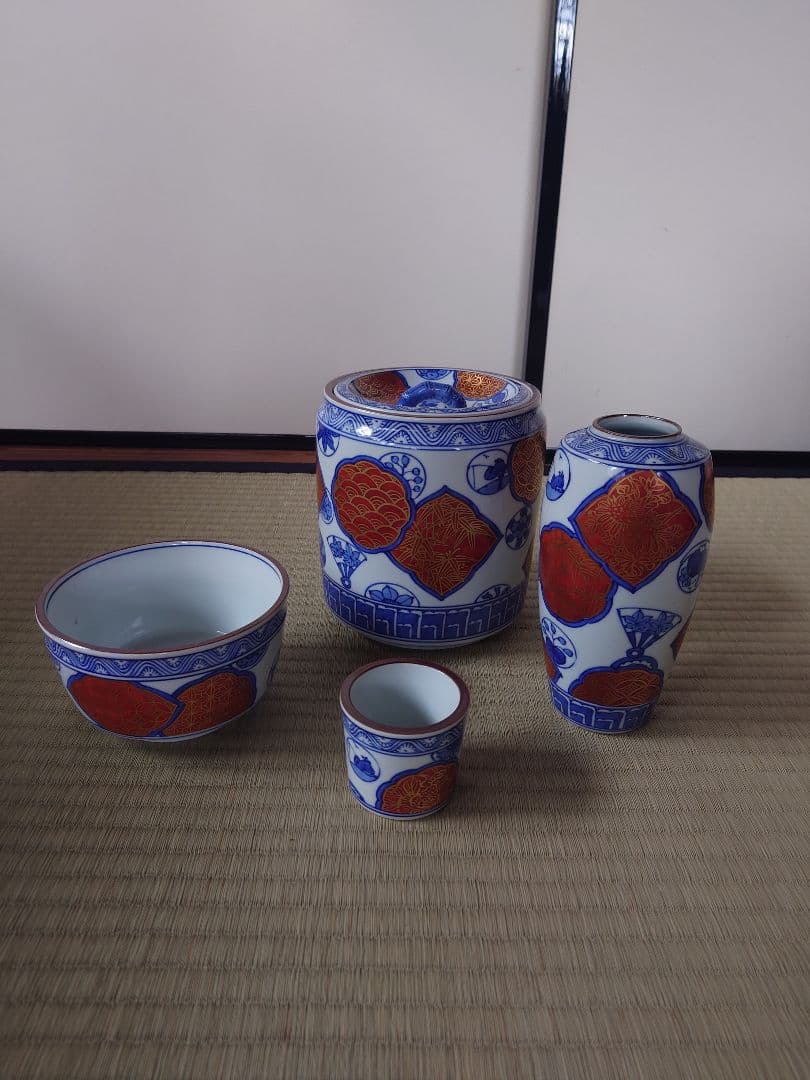 【値下げしました】染金襴手皆具　龍岳造