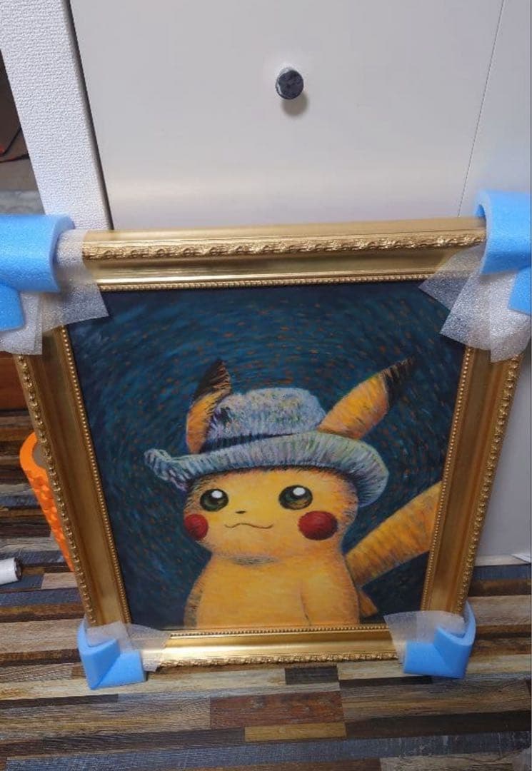 ゴッホピカチュウキャンバスアート金枠　Mサイズ　65cm×50cm