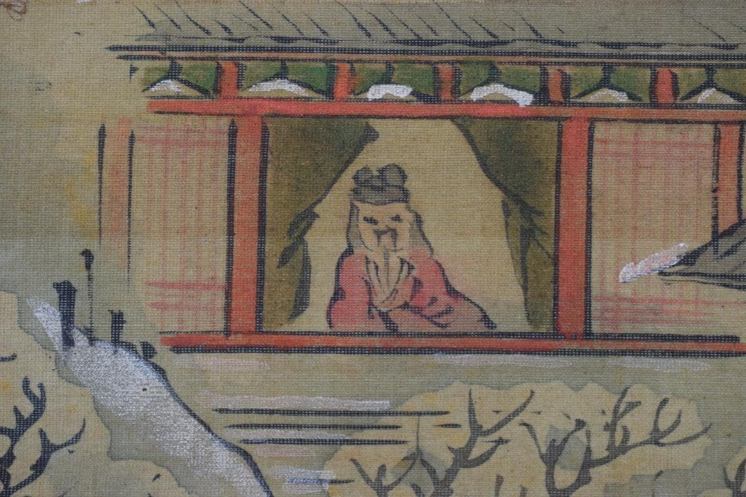 【模写】谷文晁/寒山訪友図/山水人物図/掛軸☆宝船☆Y-181　JM