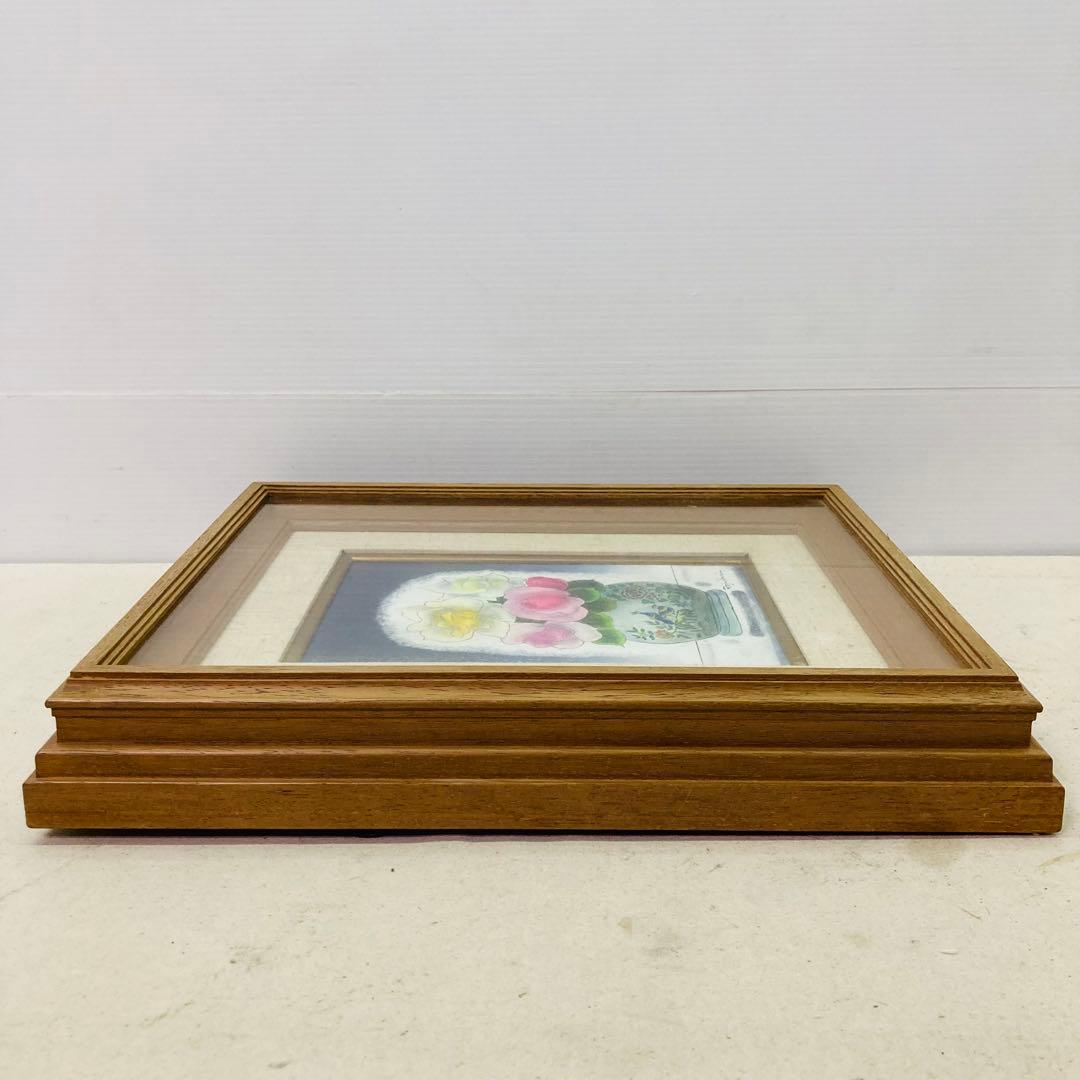 【真作】今井ロジン 油絵 「バラ」 サイン有 裏書有（2） S.M へ8