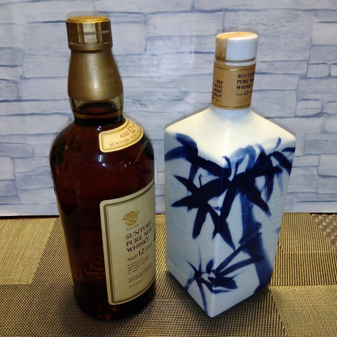 ★ サントリー ピュアモルト 山崎12年  / 未開栓＆空き陶器山崎竹林ボトル