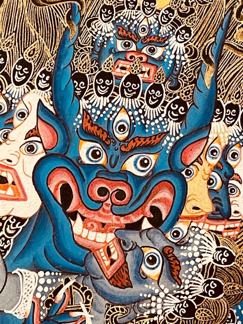 肉筆画 一点物 ヤマーンタカ 歓喜天 大威徳明王 曼荼羅 タンカ