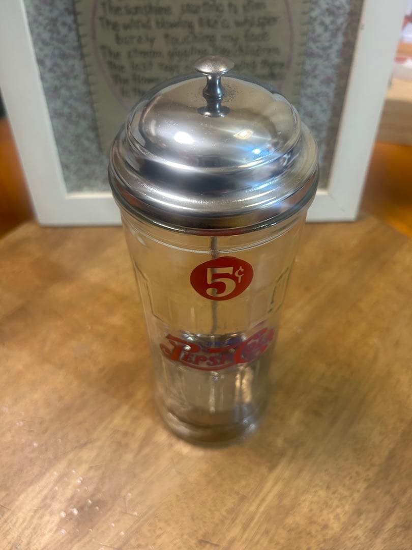 Pepsi-Cola ガラスシェイカー 5セント　ストローディスペンサー