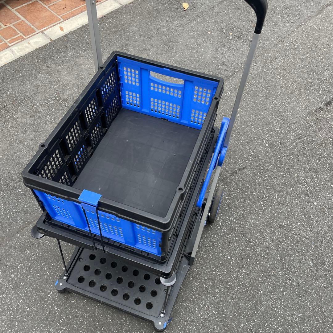 折りたたみ式カート ショッピングカート ダブルレイヤートローリー/ヤ