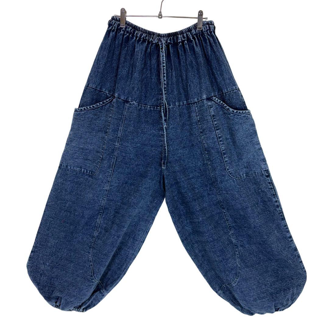【新品】藍染　ストーンウォッシュ　タイパンツ　バルーン　男女兼用　F455