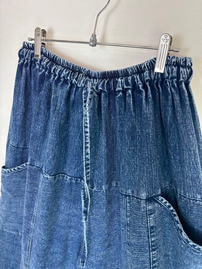 【新品】藍染　ストーンウォッシュ　タイパンツ　バルーン　男女兼用　F455