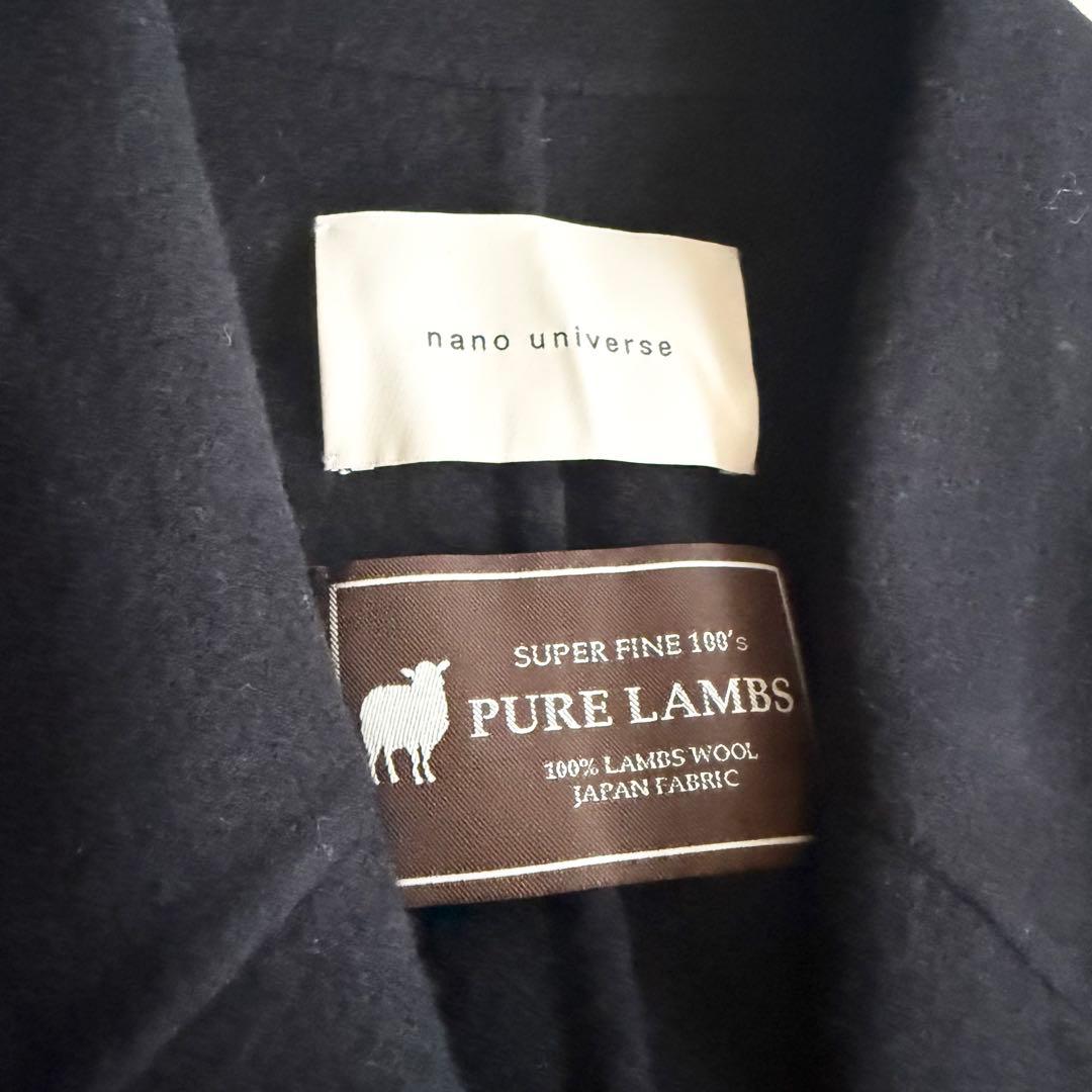 【ナノユニバース】PURE LAMBS リバーロングコート ネイビー M