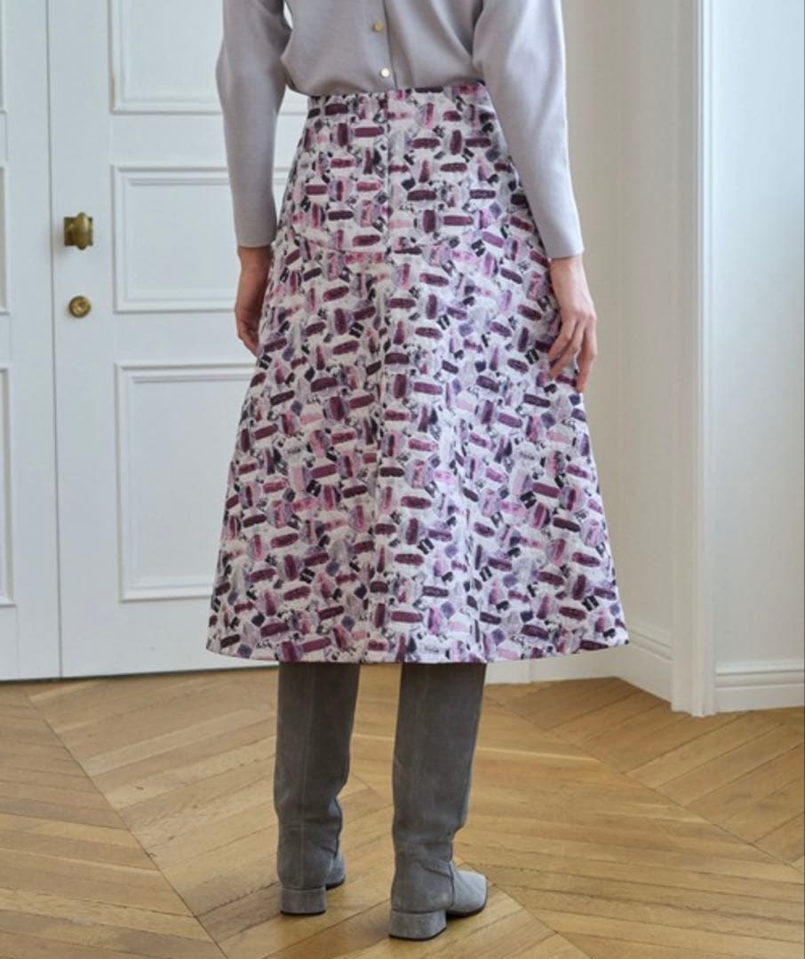 美品 ANAYI アナイ オードトワレジャガード後ろ切り替えスカート 36