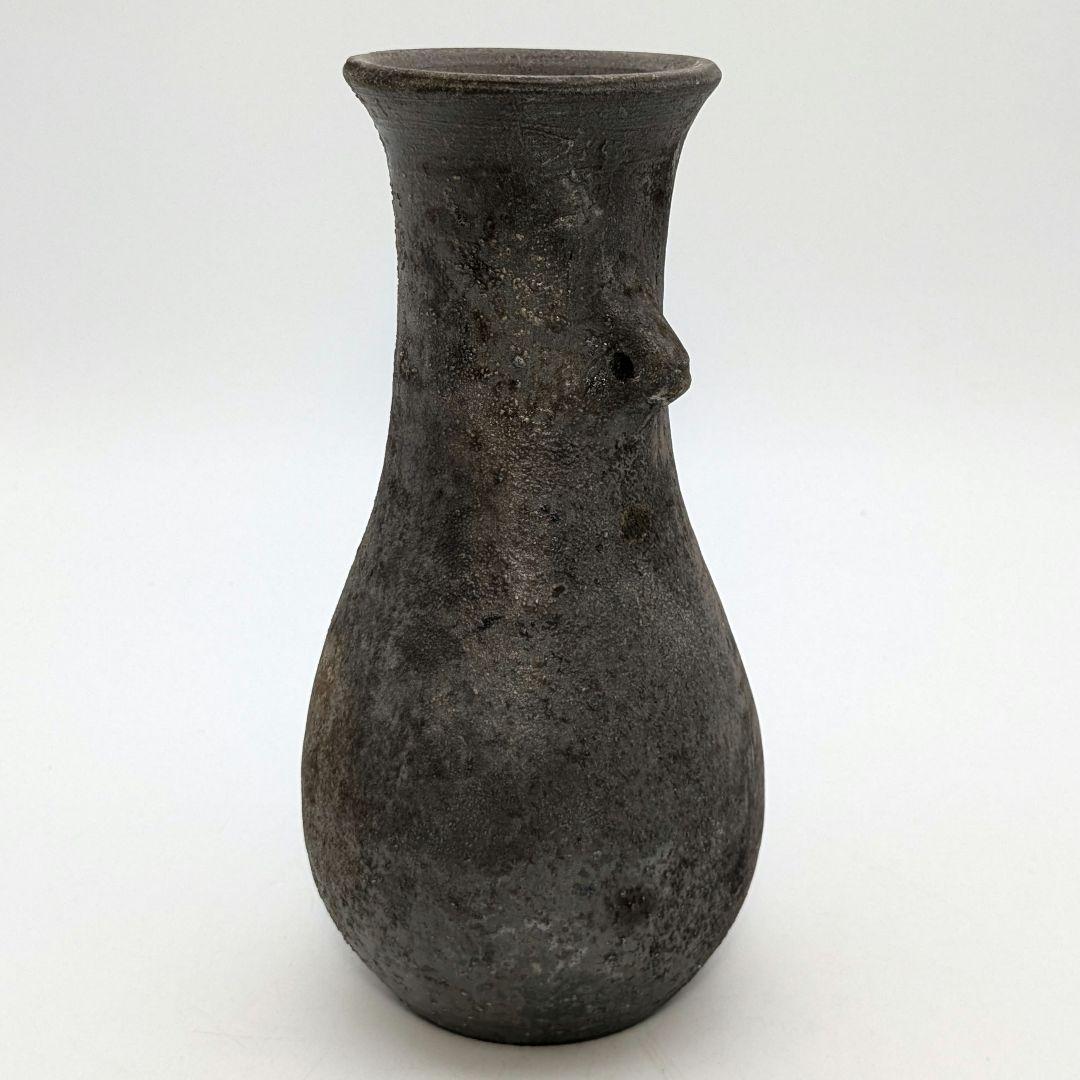 岡山県重要無形文化財 山本出 備前焼 耳付花入 備前須恵 花瓶 花器 置物 窯変