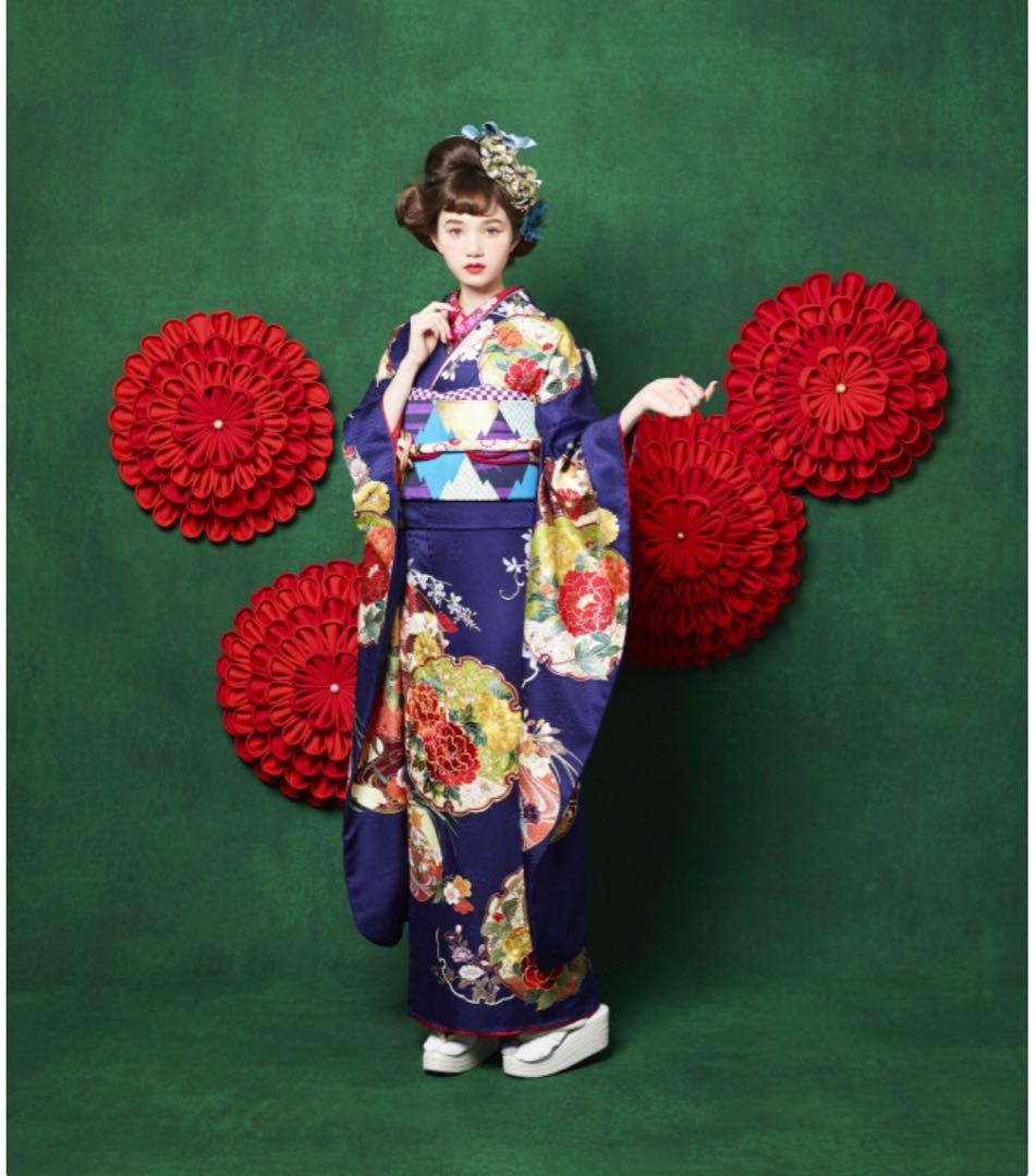 早い者勝ちです！成人式　振袖　フルセット　假屋崎省吾紺地牡丹！とても可愛い