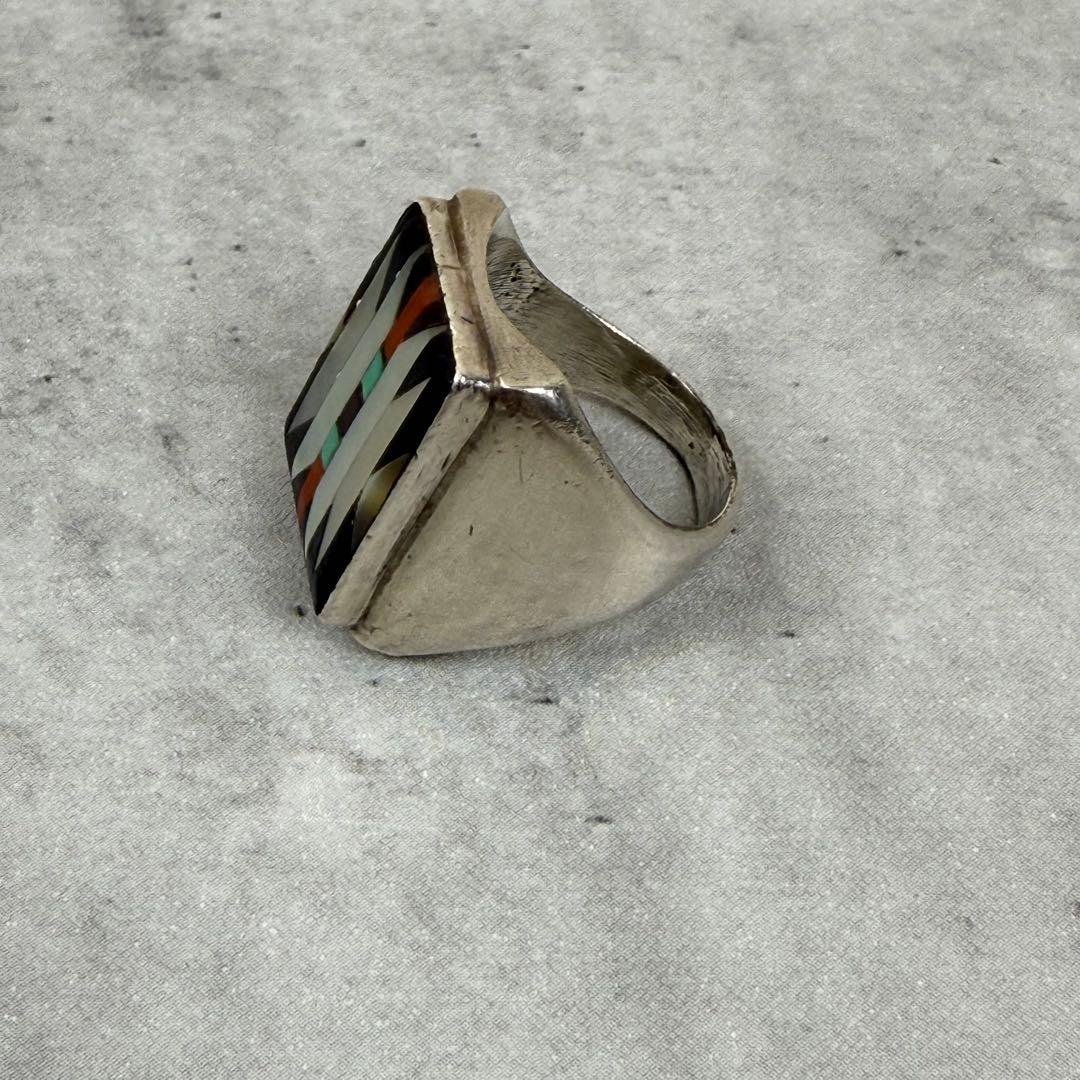 ZUNI ズニ族 マルチカラーインレイシルバーリング インディアンジュエリー