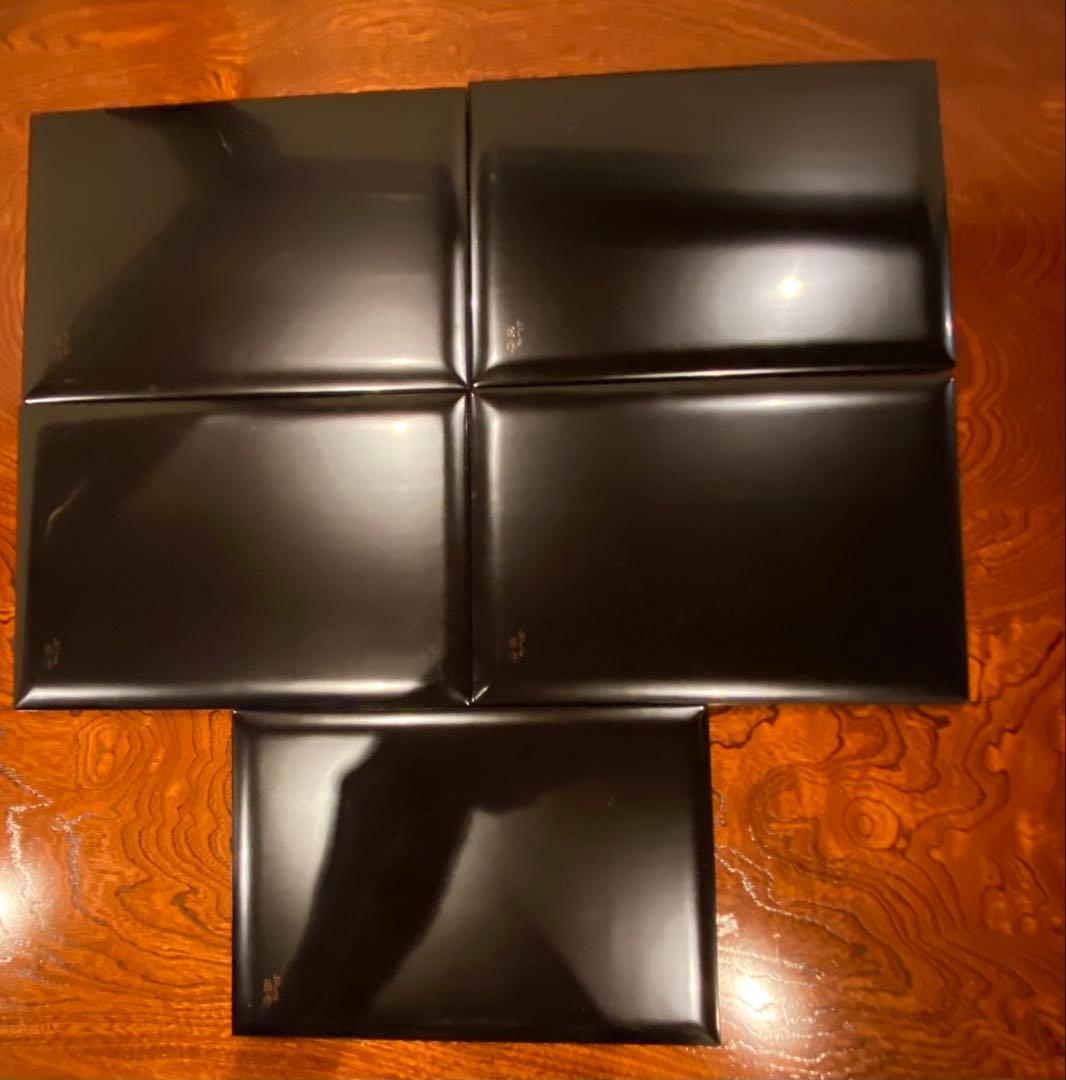 輪島塗　付出皿　五客　龍作　天然木　共箱　M247