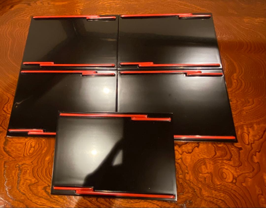 輪島塗　付出皿　五客　龍作　天然木　共箱　M247