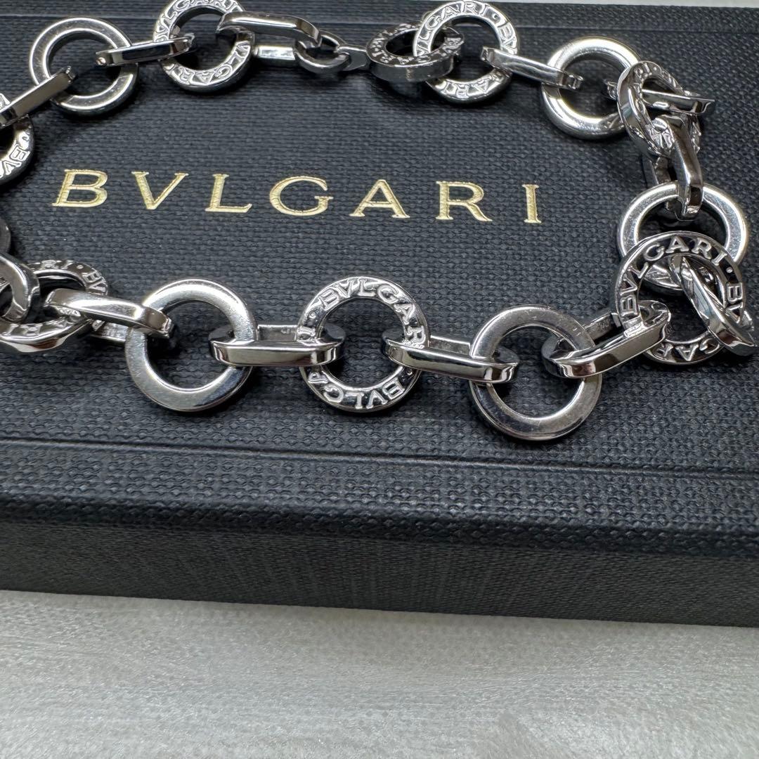 美品☆ BVLGARI ブルガリ　サークルチェーンブレスレット　シルバー メンズ