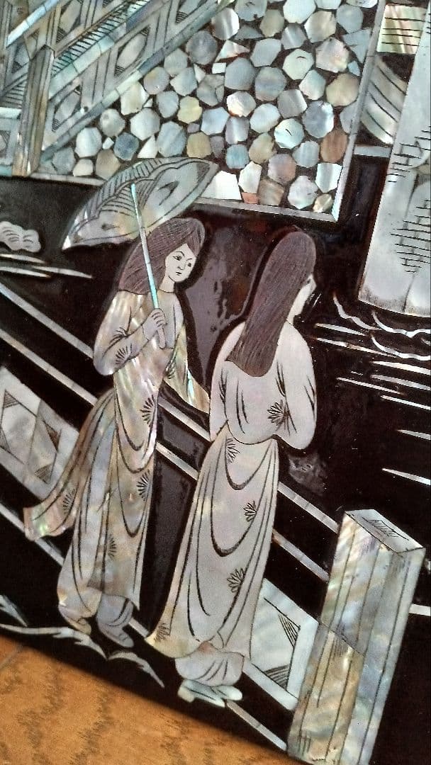 螺鈿細工　壁掛け　中国工芸　アンティーク　59×39.5cm