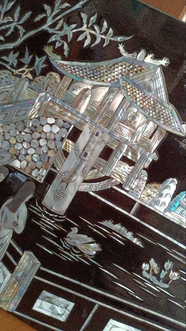 螺鈿細工　壁掛け　中国工芸　アンティーク　59×39.5cm