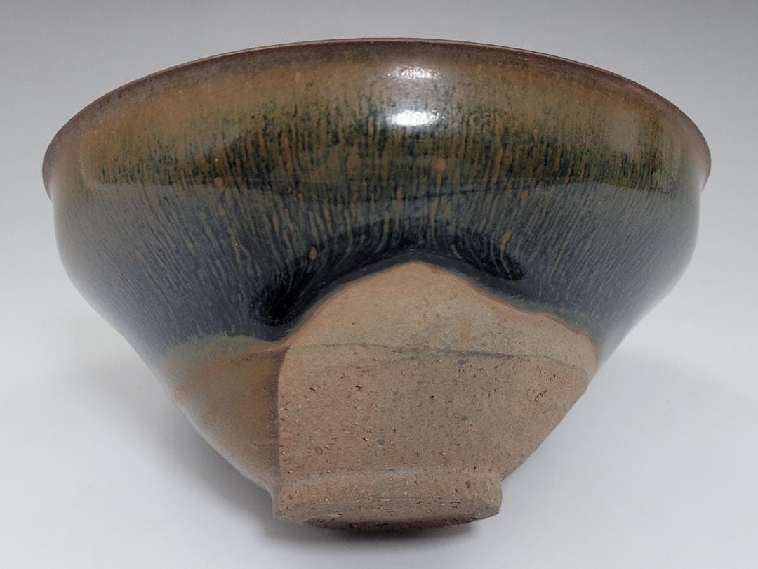 黑釉 窯変紋 天目 茶碗 宋元時代 幅約12.6cm