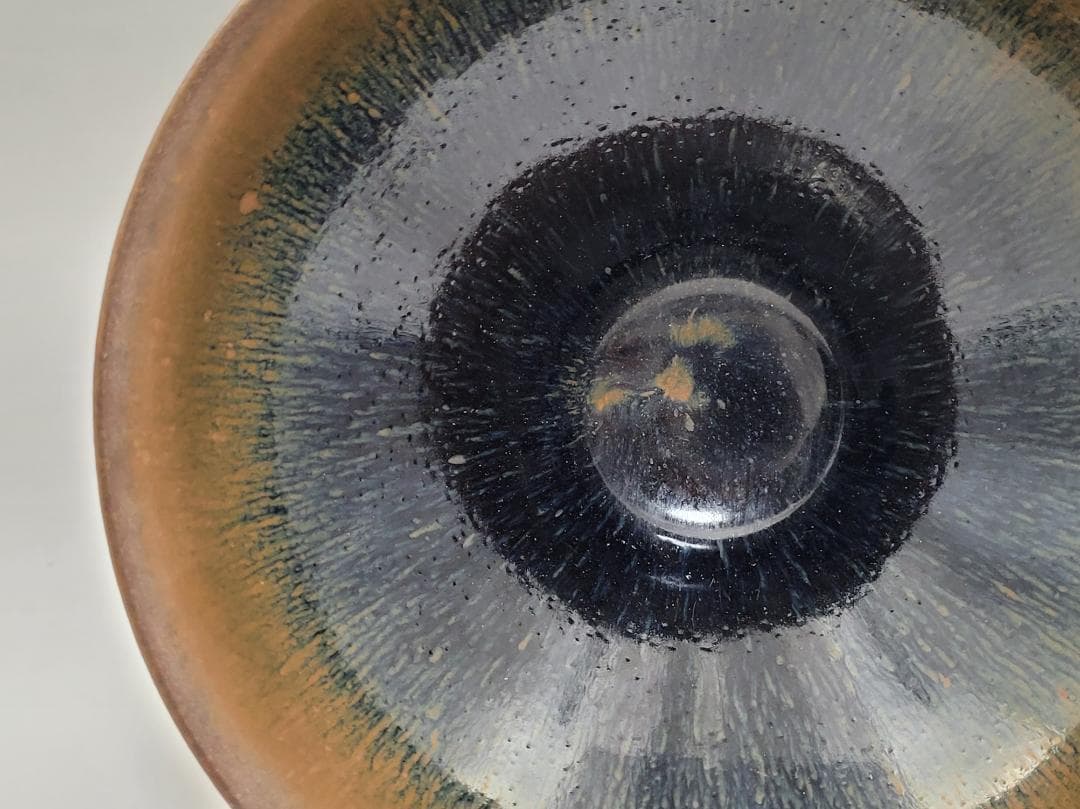 黑釉 窯変紋 天目 茶碗 宋元時代 幅約12.6cm