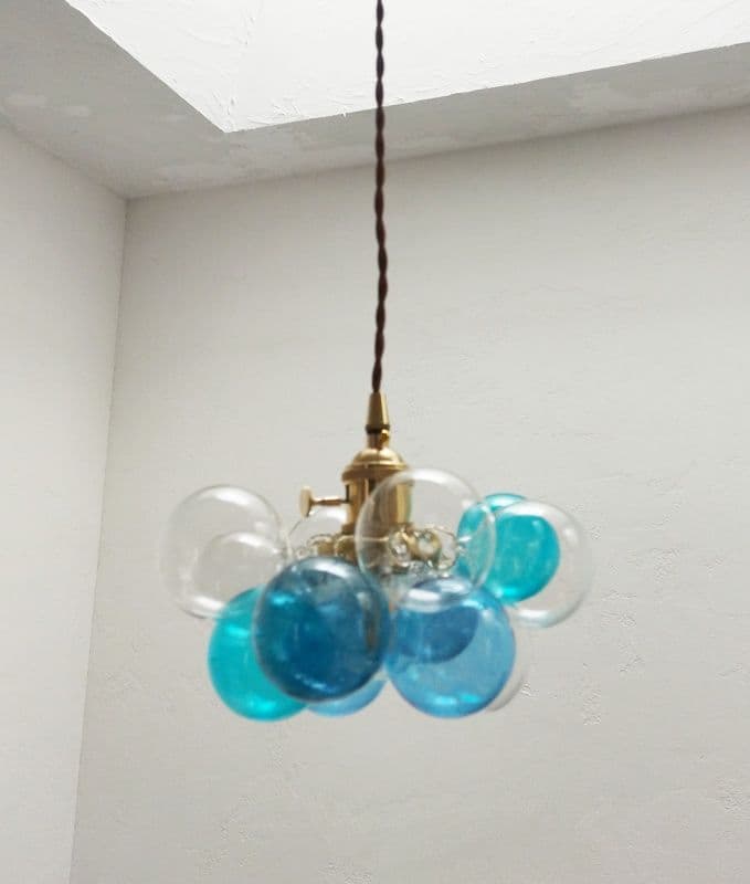 バブルペンダントランプブルー系ガラスボールペンダントライトバブルシャンデリア青