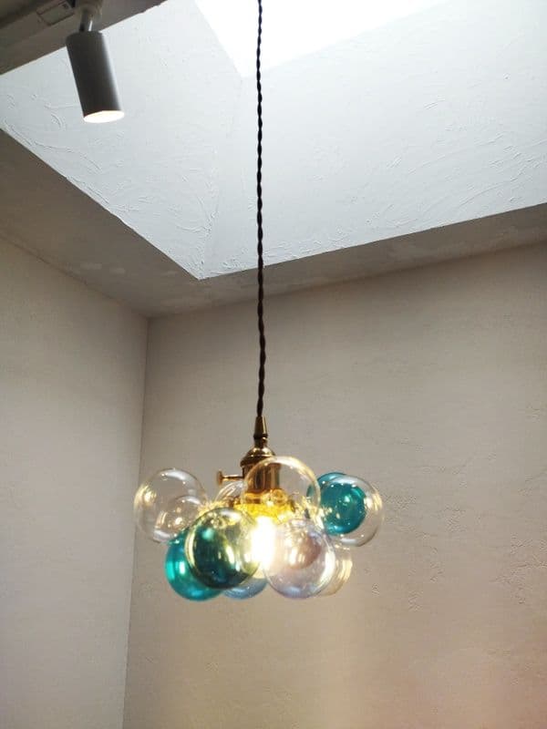 バブルペンダントランプブルー系ガラスボールペンダントライトバブルシャンデリア青