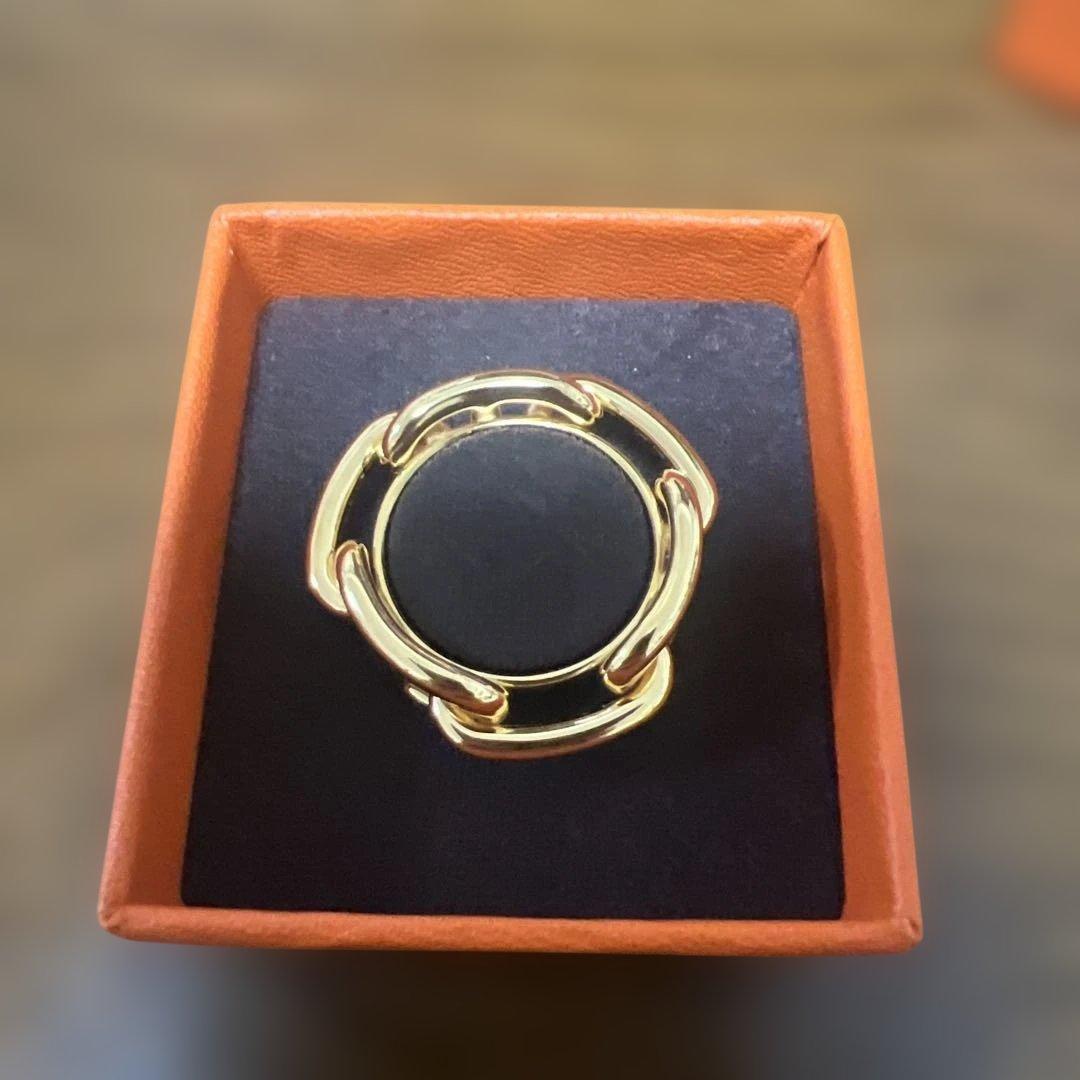 未使用級　エルメス　シェーヌダンクル　スカーフリング　　ゴールド　金