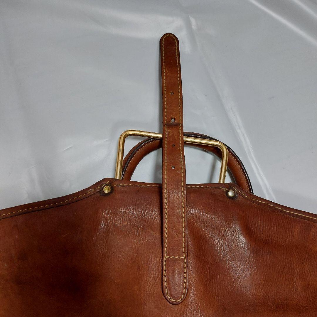 最高級バケッタレザー本革ガーメントバック　衣装ケース茶色ゴールドカラーのハンガー