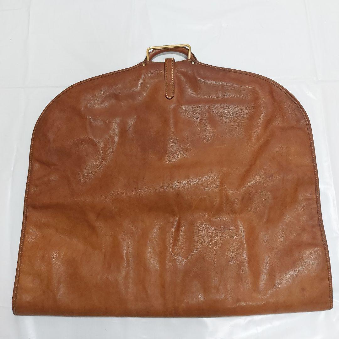 最高級バケッタレザー本革ガーメントバック　衣装ケース茶色ゴールドカラーのハンガー