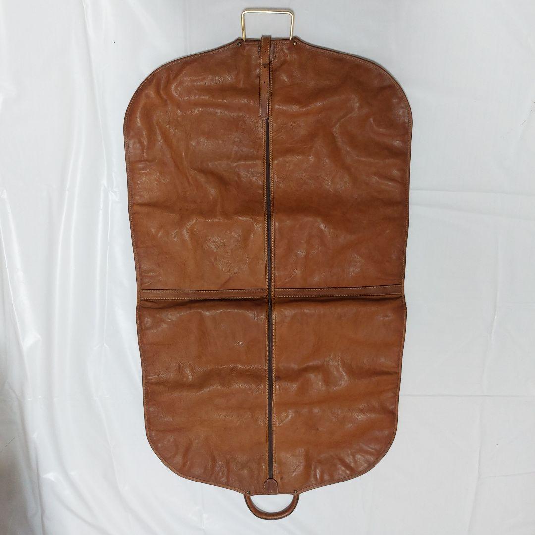 最高級バケッタレザー本革ガーメントバック　衣装ケース茶色ゴールドカラーのハンガー