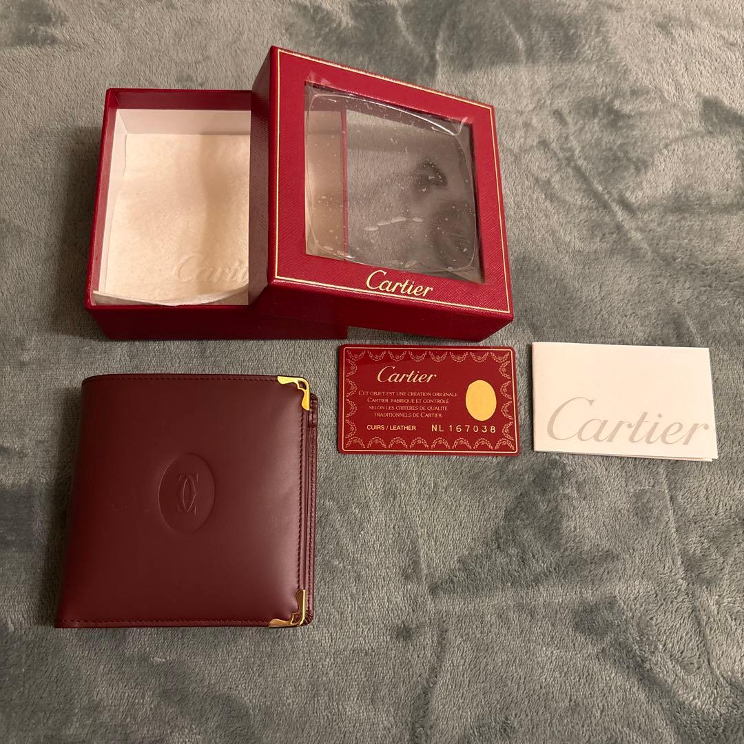 【超美品】Cartier バーガンディ 二つ折り財布
