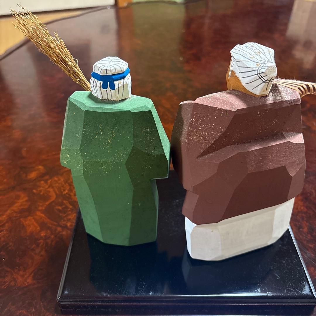 一刀彫　翁と媼